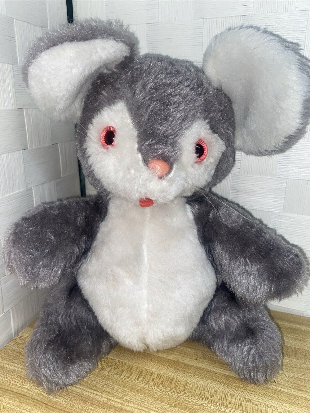 Vintage Mary Meyer MOUSE Gray White Soft Plush Stuffed Animal 11”